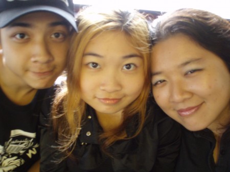 The three of us~ nothing better to do on a bus rid